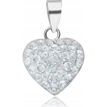 Přívěsek STŘÍBRNÝ PŘÍVĚSEK SRDÍČKO PLOCHÉ SWAROVSKI ELEMENTS 12