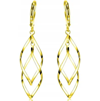 Náušnice DLOUHÉ POZLACENÉ NÁUŠNICE S ANGLICKÝM ZAPÍNÁNÍM PRO ŽENY STŘÍBRO O RYZOSTI 925