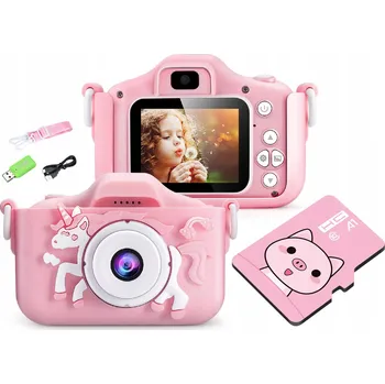 Digitální kompakt Dětský digitální fotoaparát Galaxia Unicorn 40 Mpx růžový