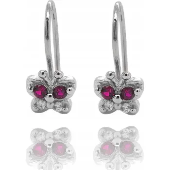 Náušnice RŮŽOVÍ MOTÝLCI STŘÍBRNÉ NÁUŠNICE DĚTSKÉ NA UŠI