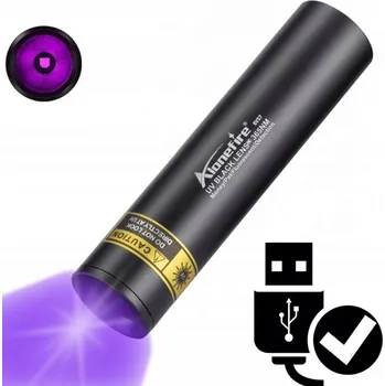 Svítilna UV LED akumulátorová svítilna černá hliníková 8 cm IPX4
