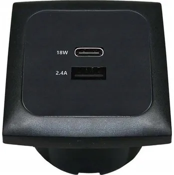 Elektrická zásuvka Zásuvka C-line USB-A / USB-C + rámeček + instalační krabice (isobox) Haba