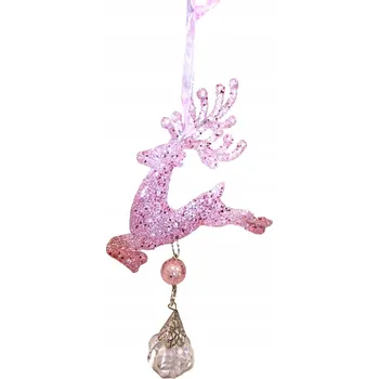 Vánoční dekorace OZDOBA ZÁVĚSNÁ VÁNOČNÍ KOULE RŮŽOVÝ SOB model I GLITRY