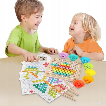 Dřevěná hračka TRÉNINK MOZKU - DŘEVĚNÉ KORÁLKY PUZZLE - DÁREK