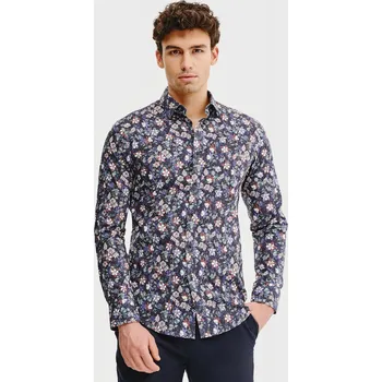 Pánská košile Tmavě modrá pánská košile s květinovým vzorem Pako Lorente vel S