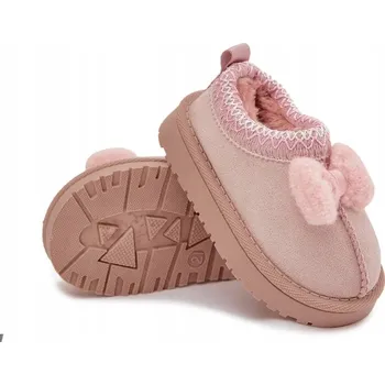 Dívčí obuv SNĚHULE PRO DÍVKY Z EKO SEMIŠE S MAŠLÍ A VÝŠIVKOU RŮŽOVÉ VEL. 21