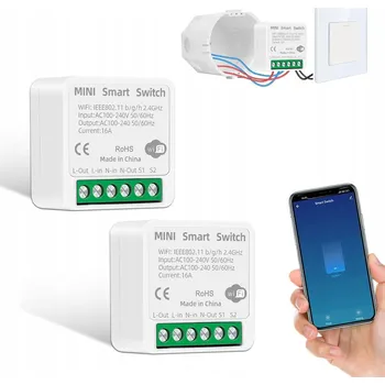 vypínač 2X WIFI RELÉ TUYA Spínač do instalační krabice 16A Smart Life Ovladač světla