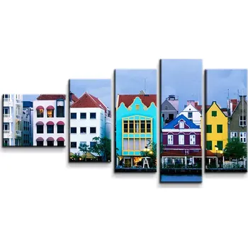 Obraz Sablio Obraz - 5-dílný Domky u moře - 100x60 cm