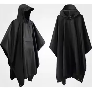 Pláštěnka Unisexová pelerína černá voděodolná s kapucí polyester univerzální