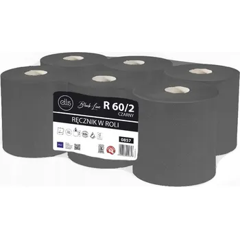 Utěrka KUCHYŇSKÉ PAPÍROVÉ UTĚRKY EXTRA SAVÉ VELKÁ ROLE 60M ČERNÉ 6 KUSŮ ELLIS