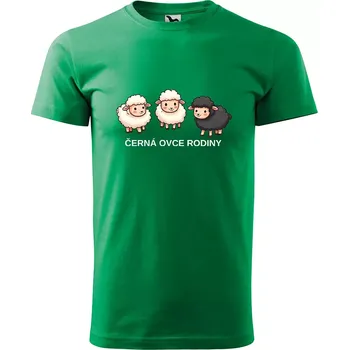 Pánské oblečení Sablio Tričko s potiskem Černá ovce rodiny - zelené XL