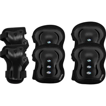 Chránič kolene 3-dílná sada dětských chráničů Spokey SHIELD, černé M