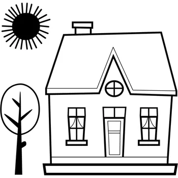 Samolepící dekorace DOMEČEK II. / 10x10 cm (Samolepicí šablona na pískování)