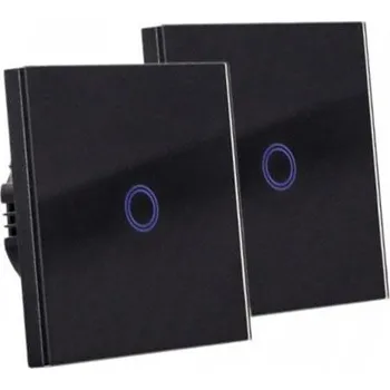 Elektrická zásuvka Ledspace Sada skleněných dotykových schodišťových vypínačů - černý