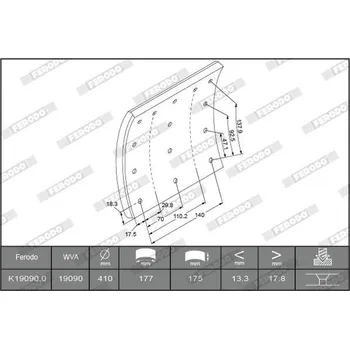 Auto-moto Sada brzdového obloženi, bubnová brzda FERODO K19090.0-F3526