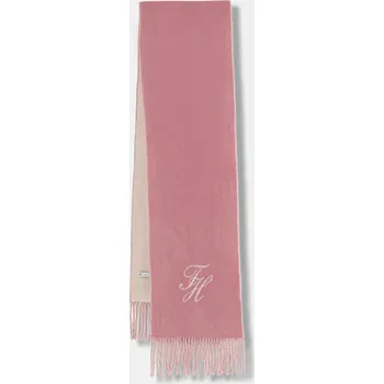 Šála Vlněná šála Tommy Hilfiger dámská, růžová barva, hladká, AW0AW18222 30X, vel. ONE SIZE