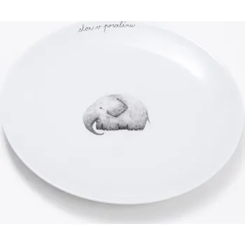 Talíř Mělký talíř Slon v porcelánu