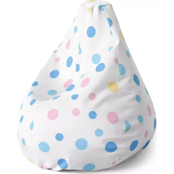 Sedací pytel Sablio Sedací vak Pear Barevné puntíky na bílé: 140 x 100 x 25 cm