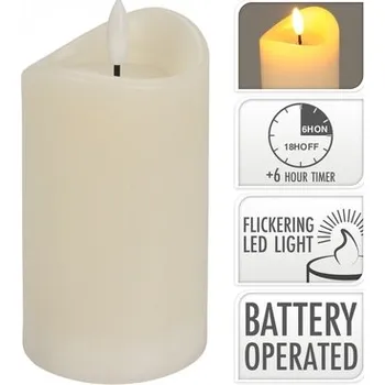 Svíčka LED svíčka 12,5x7 cm s časovačem, barva slonová kost
