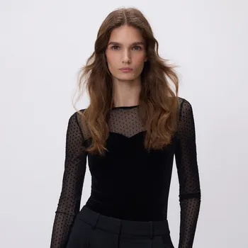 Dámský kabát Reserved - Body se síťovinovými vsadkami - černý - 253HS-99X - 253HS-99X-M