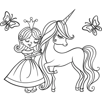 PRINCEZNA S JEDNOROŽCEM / 25x20 cm (Samolepicí šablona na pískování)