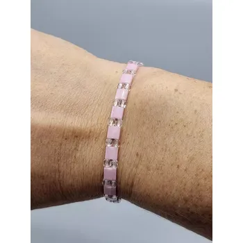 Náramek Miyuki Tila náramek - odstín růžovo čirá 16,5 cm