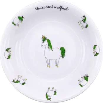 Talíř Ellastration Hluboký talíř Unicorn Breakfast