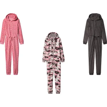 Dámský overall esmara® Dámský plyšový overal tmavě šedá; leopardí vzor; vzorovaná XS (32/34)