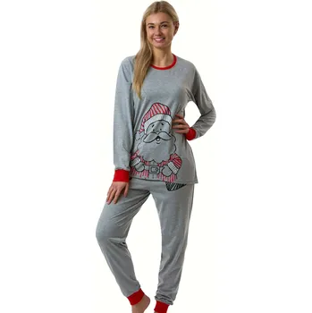 Dámské pyžamo Dámské bavlněné vánoční pyžamo Santa Claus šedé červené 1P1270 šedá m