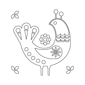 PTÁČEK folklór 1. / 10x10 cm (Samolepicí šablona na pískování)