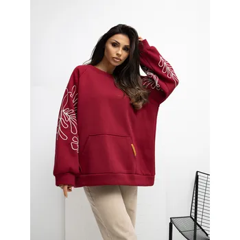 Oblečení a móda Sweatshirt-RV-BL-A1042.25-burgundy RUE PARIS bílá | tmavě červená 3480710