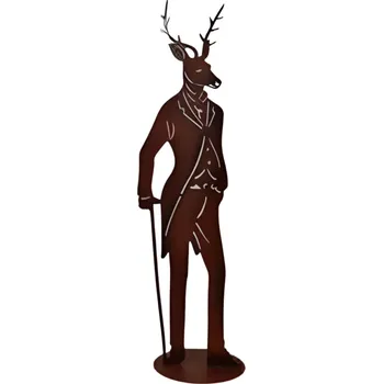 Hnědý stojící kovový sob 50 cm