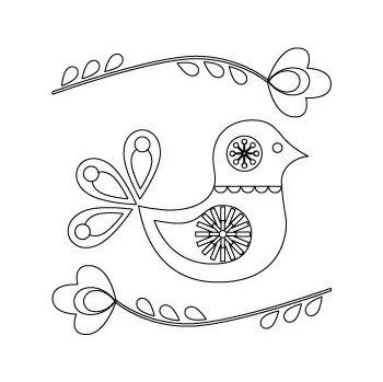 PTÁČEK folklor II. / 10x10 cm (Samolepicí šablona na pískování)