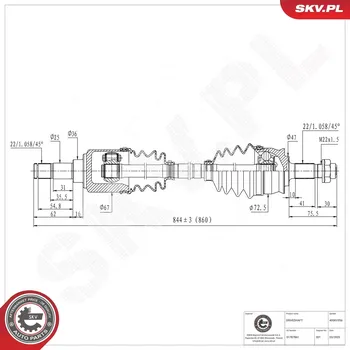 Poloosa kola ESEN SKV Hnací hřídel ESN 40SKV356