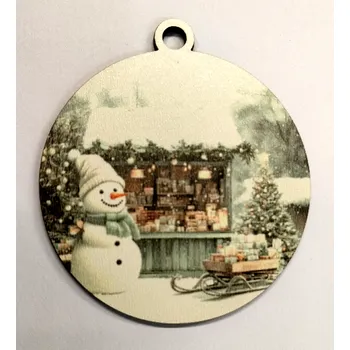 Vánoční dekorace Vánoční výřez baňka - vánoční obrázek - Sněhulák č.2
