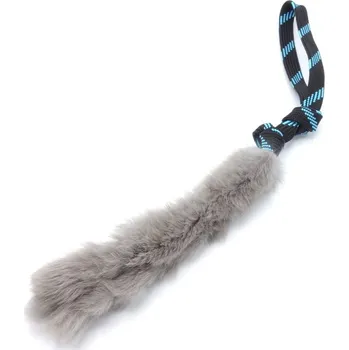 Hračka pro psa Pískací potvůrky Přetahovadlo pro psa – 20cm králík na krátké rukojeti Barva: Modrá