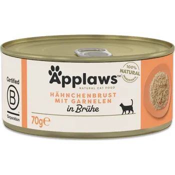Krmivo pro kočku 48x70g Applaws ve vývaru - kuřecí prsa s krevetami