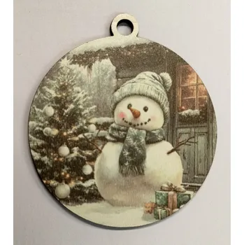 Vánoční dekorace Vánoční výřez baňka - vánoční obrázek - Sněhulák č.3