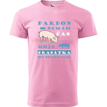 Pánské tričko DOBRÝ TRIKO Pánské tričko s potiskem Nemám čas prasátka Velikost: XL, Barva: Růžová