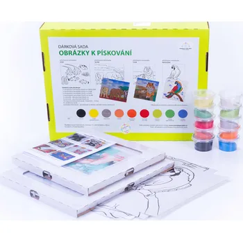 Výtvarná sada sada SLONI, RYBY, TYGR, PAPOUŠEK se skleněnými klipy (Dárková sada)