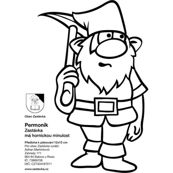 Samolepící dekorace PERMONÍK pro Obec Zastávka / 12x15 cm (Samolepicí šablona na pískování)