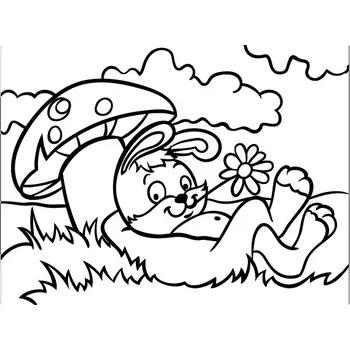 Samolepící dekorace ZAJÍC s kytkou / 20x15 cm (Samolepicí šablona na pískování)