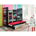 Poschoďová postel pro 3 děti RONALD, masiv borovice