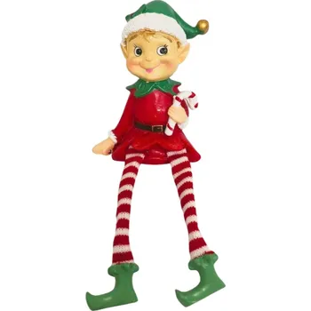 Vánoční dekorace Dekorativní figurka - elf s červeným oblečením, 23 cm