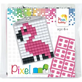Pixel klíčenka plameňák 1ks