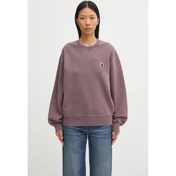 Dámská mikina Bavlněná mikina Carhartt WIP W' Nelson Sweatshirt dámská, fialová barva, hladká, I029537.33IGD, S, 94X