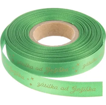Stuha Stuha polyester vánoční Zásilka od Ježíška 25 m zelená