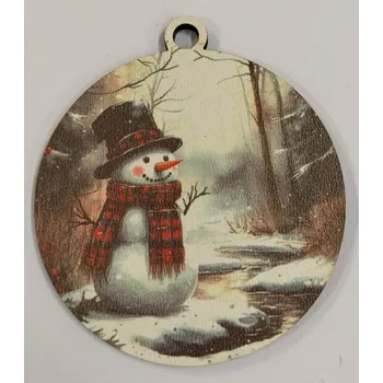 Vánoční dekorace Vánoční výřez baňka - vánoční obrázek - Sněhulák č.1