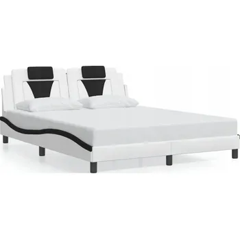 Postel Rám postele s čelem, bílo-černý, 218 x 165 x 74,5 cm