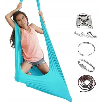 Zahradní houpačka SENZORICKÁ TERAPEUTICKÁ HOUPAČKA PRO DĚTI 280x150cm 100kg Modrá